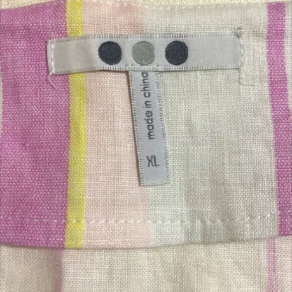 THREE DOTS Women's 100% Linen Striped Sleeveless Blouse Size XL - Picture 3 of 5